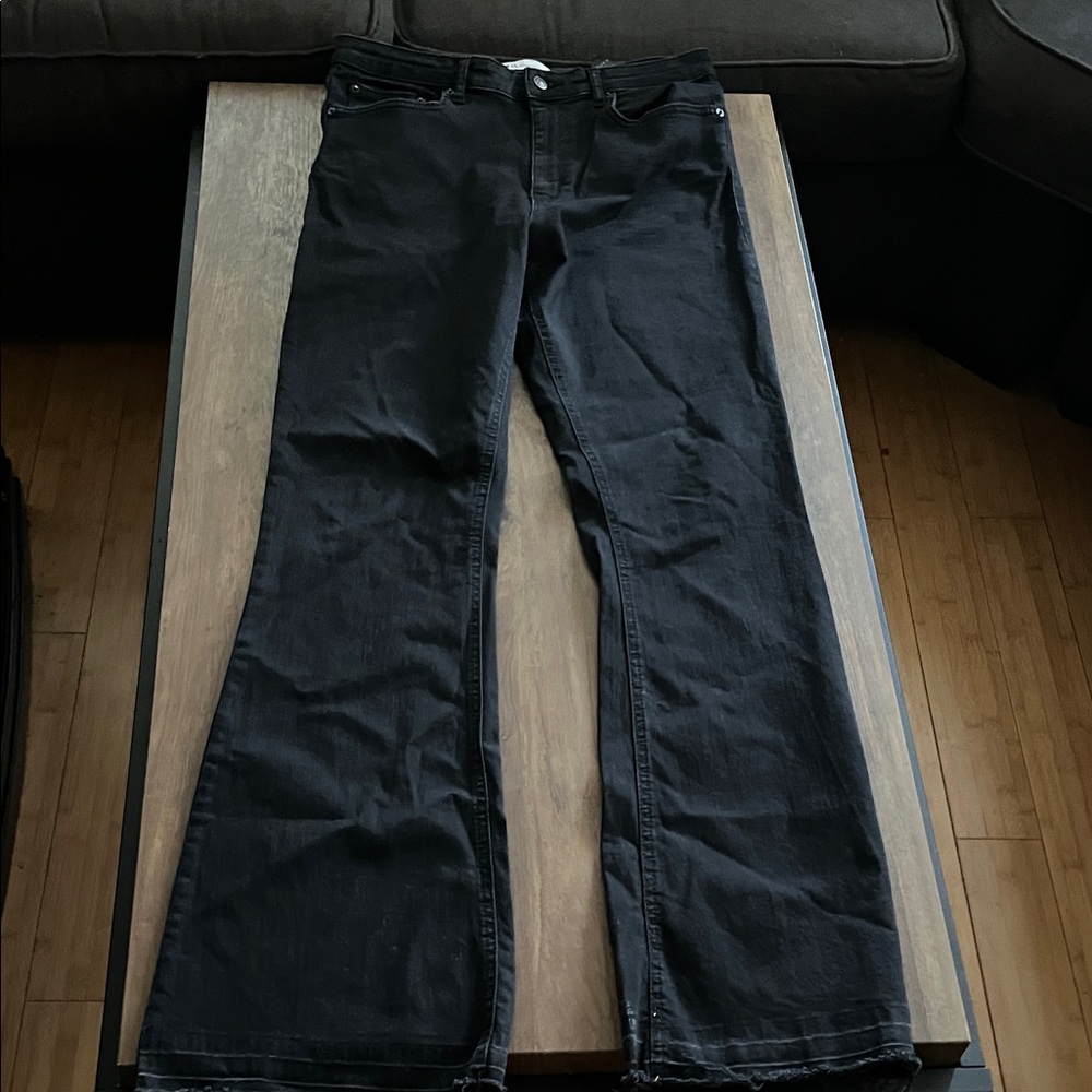 Zara Black Flared Wide-Leg Jeans